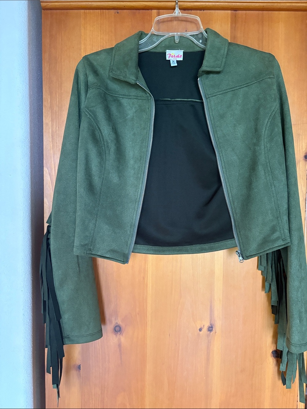 Rodeo Quincy Olive Green Fringe Faux Suede Jacket
